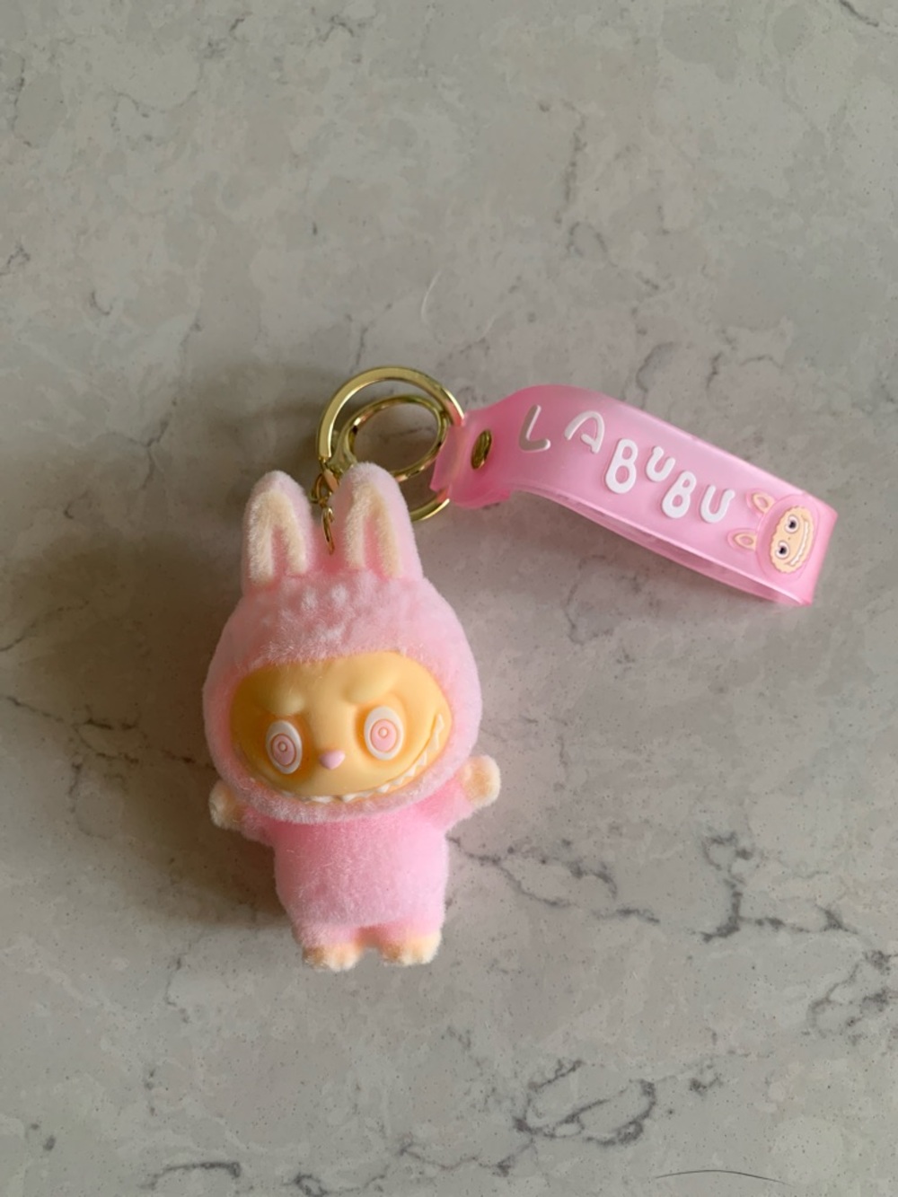 LaBubu Pink Bunny Plush Keychain